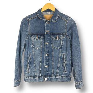 H&M Trucker Jean Jacket Women Size 4‎ Medium Wash Blue Classic Denim 100% Cotton